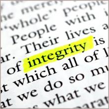 The word integrity highlighted in some text